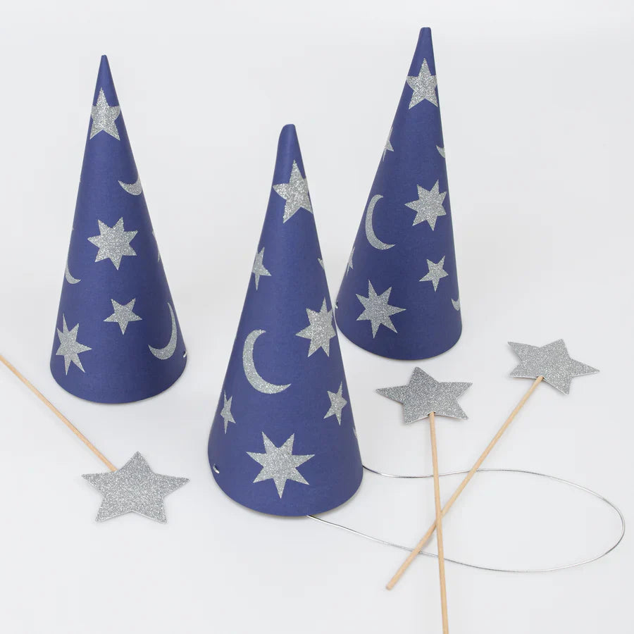 Set of 6 Wizard Party Hats & Wands - Final Sale