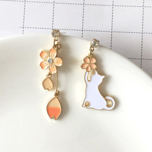 Sakura Cat Earrings